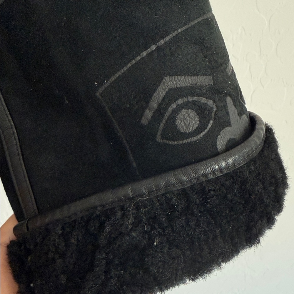 native american shearling coat black Sz M/L - Picture 6 of 10